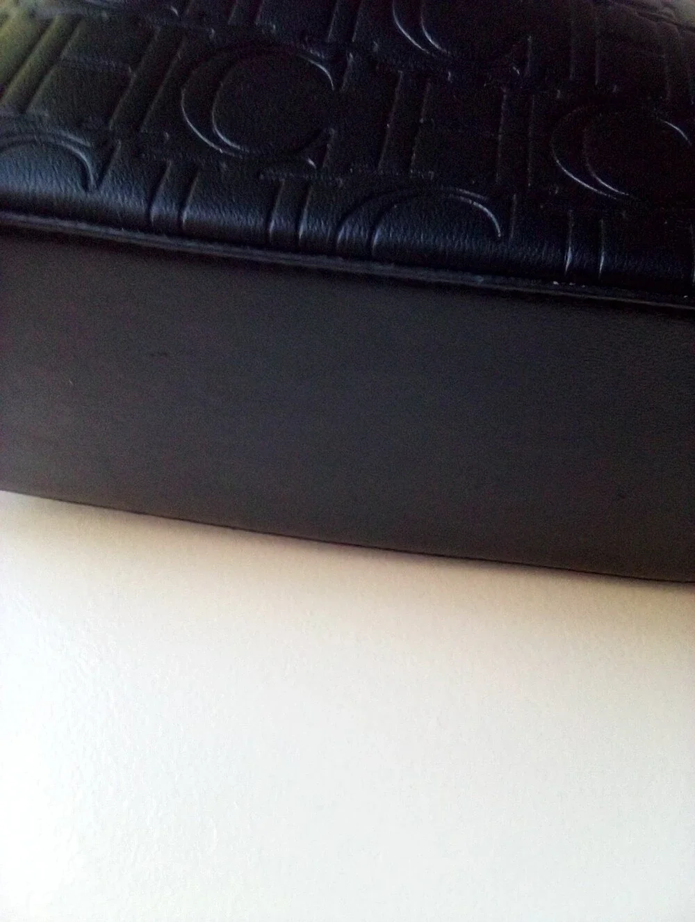 Women’s Embossed CHCH Logo Tote Bag in Black with Red Interior - Picture 7 of 10